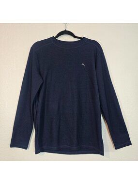 Tommy Bahama Thermal T-Shirt Men Small Blue Crew Neck Base Layer Marlin Logo